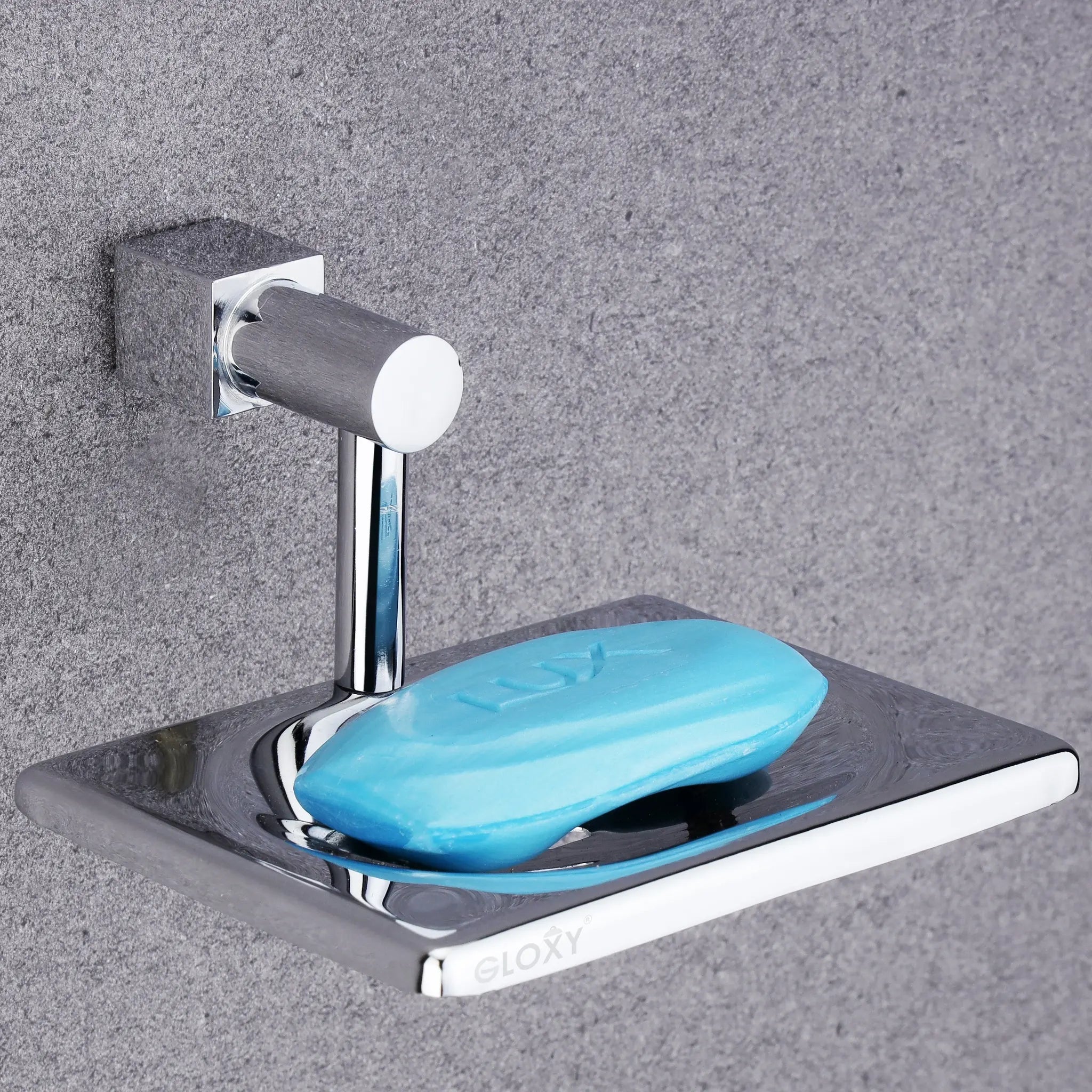 Gloxy Squar Shape Stainless Steel 304 Grade Chrome Finish Single Soap Holder