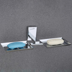 Rectangular Shape Stainless Steel SS304 Double Soap Holder (Silver)-by GLOXY®