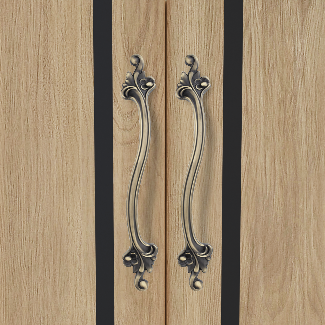 GLOXY Aluminium 14 inch Flower Design Main Door Handle Decorative Push & Pull Door Handle Knocker Classy Stylish & Durable Look for Glass and Wooden Door -Antique Finish