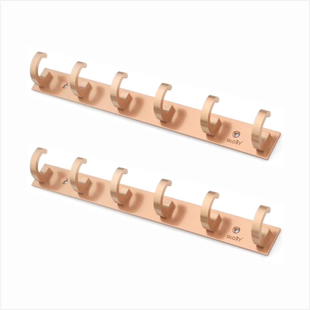 Rose Gold Door Back Hanger khutti Hooks Plate in Kaju Shape Aluminium Wall Mounting