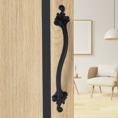 GLOXY Aluminium 14 Inch Flower Design Door Handles for Main Door Handle Decorative Push & Pull Handle for Glass & Wooden Door for All The Doors of Houses, Offices, Hotels-Black Finish