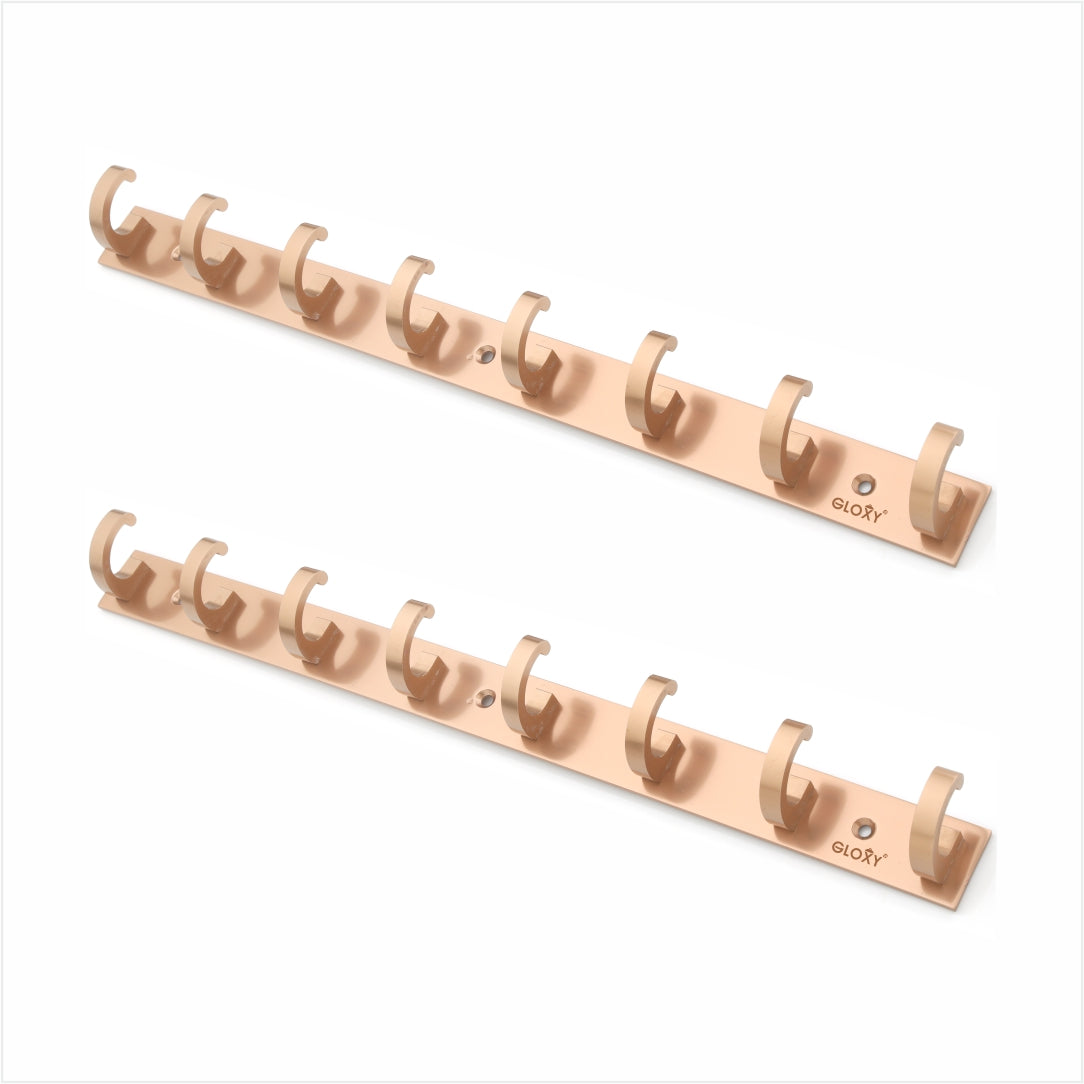 Rose Gold Door Back Hanger khutti Hooks Plate in Kaju Shape Aluminium Wall Mounting