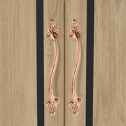 GLOXY Aluminium Flower Design for Main Door Handle Decorative Push & Pull Door Handle Knocker with Vintage Stylish Look for Glass and Wooden Door -Rose Gold