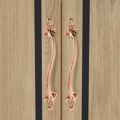 GLOXY Aluminium Flower Design for Main Door Handle Decorative Push & Pull Door Handle Knocker with Vintage Stylish Look for Glass and Wooden Door -Rose Gold