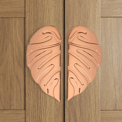 GLOXY Aluminium  Leaf Shape Door Handles for Main Door Handle Decorative Push & Pull Door Handle for All The Doors of Houses, Offices, Hotels -Rose Gold Finish