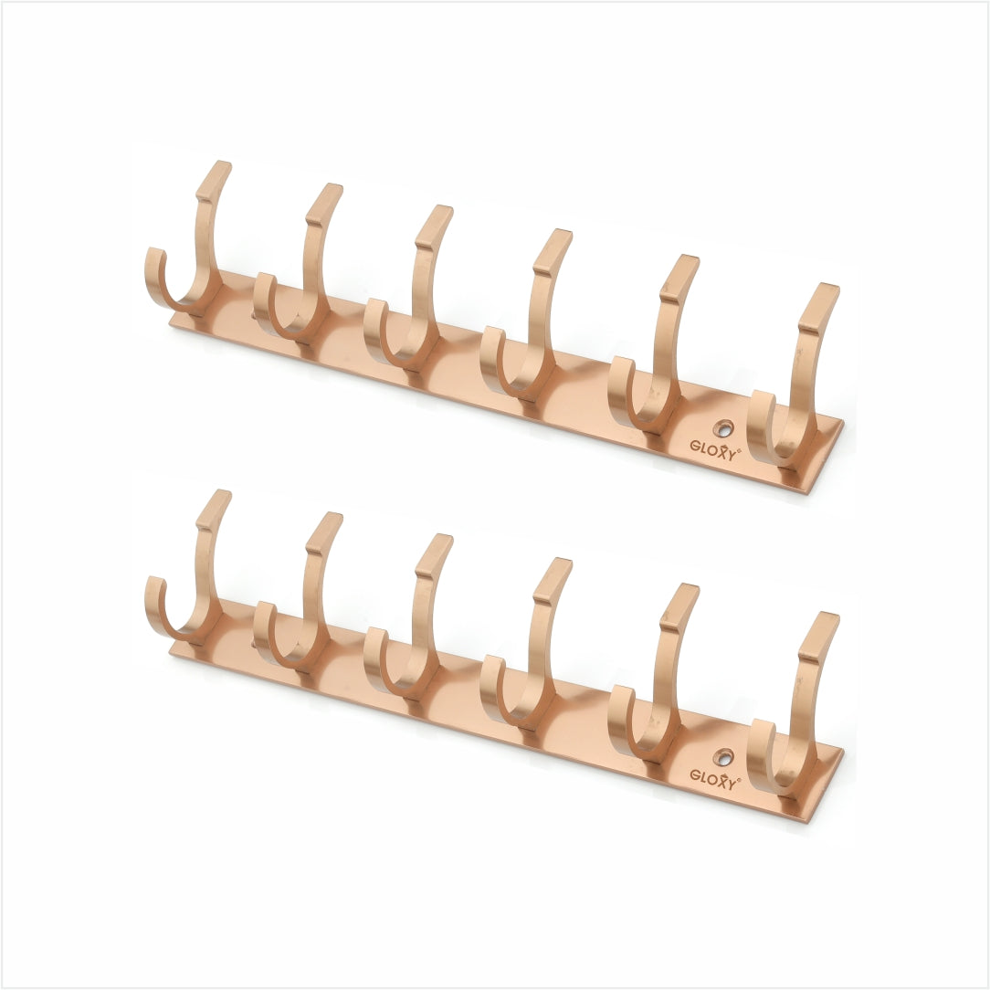 Rose Gold Door Back Hanger khutti Hooks Plate in Mor Shape Aluminium Wall Mounting