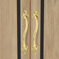 GLOXY Aluminium  Flower Design Door Handles for Main Door Handle Wooden & Glass Door Push & Pull Door Handle for Door All The Doors of Offices, Hotels -Gold Finish