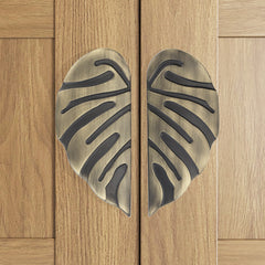 GLOXY Aluminium  Leaf Shape Door Handles for Main Door Handle Decorative Push & Pull Door Handle for All The Doors of Houses, Offices, Hotels -Antique Finish