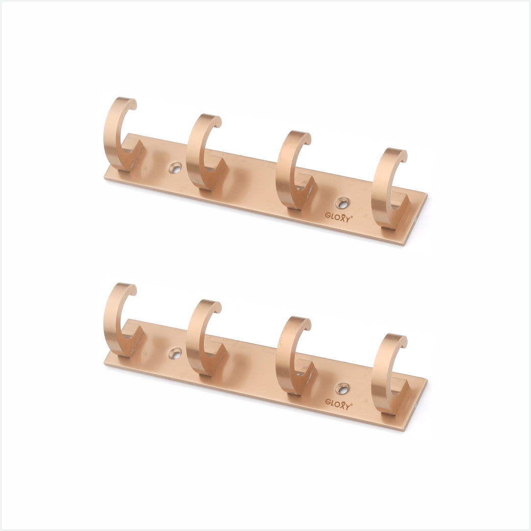 Rose Gold Door Back Hanger khutti Hooks Plate in Kaju Shape Aluminium Wall Mounting