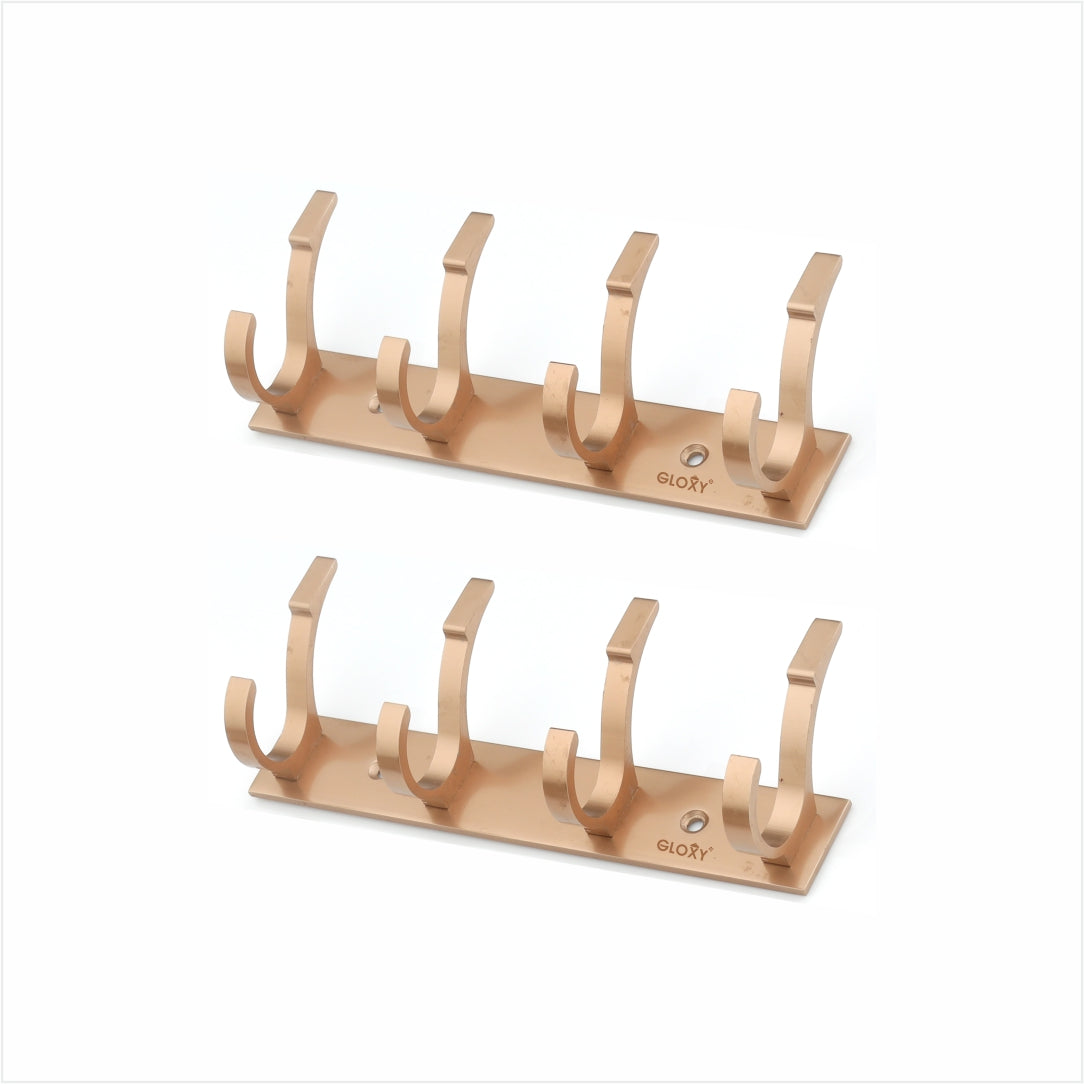 Rose Gold Door Back Hanger khutti Hooks Plate in Mor Shape Aluminium Wall Mounting