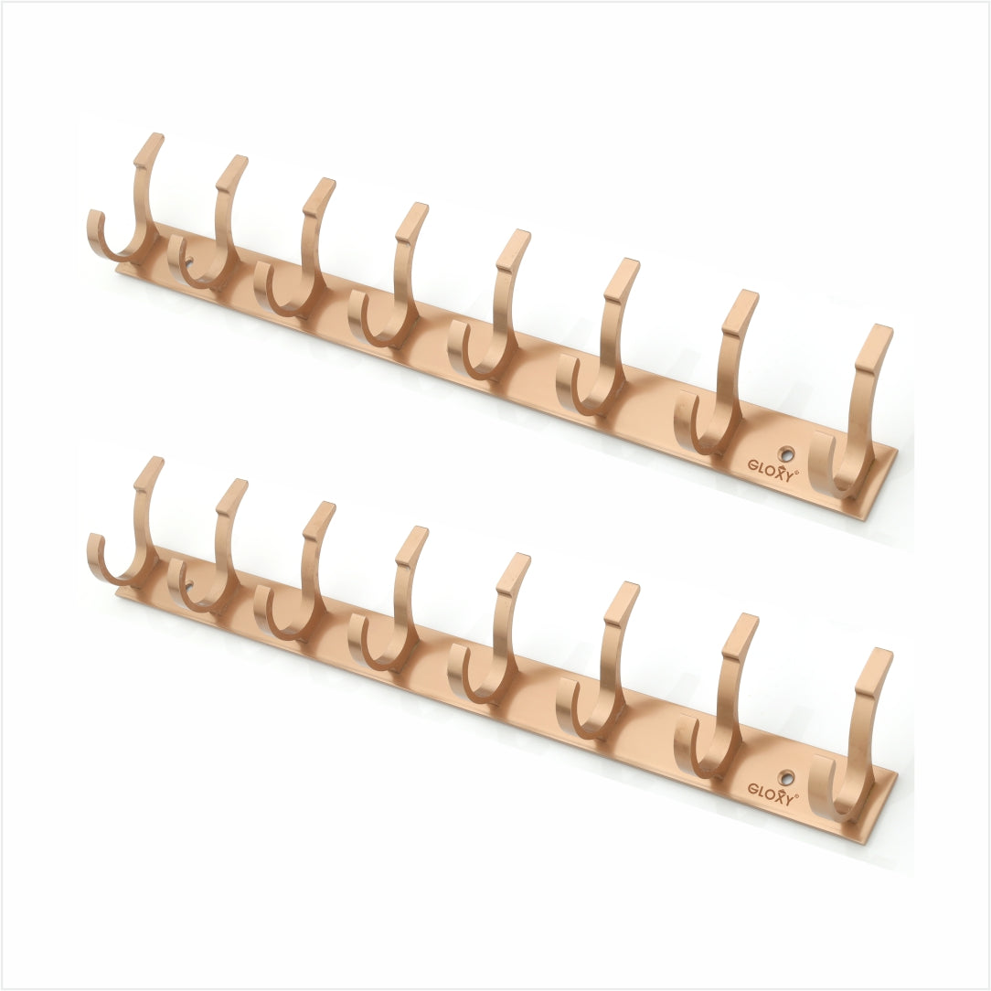 Rose Gold Door Back Hanger khutti Hooks Plate in Mor Shape Aluminium Wall Mounting