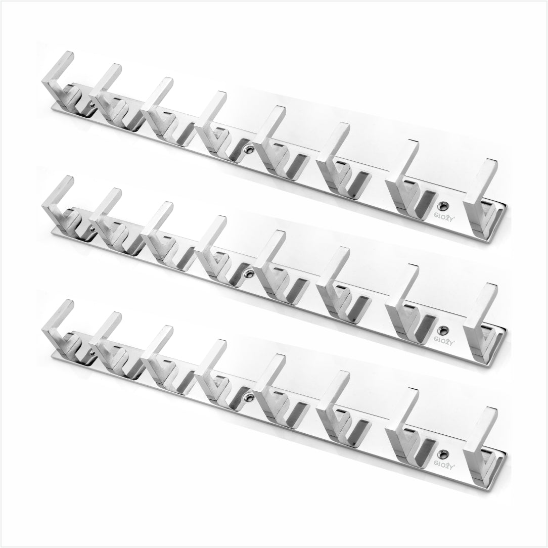 Door Back Hanger khutti Hooks Plate L Shape Aluminium Wall Mounting (Silver) Silver