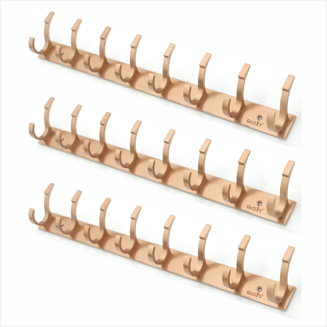 Rose Gold Door Back Hanger khutti Hooks Plate in Mor Shape Aluminium Wall Mounting