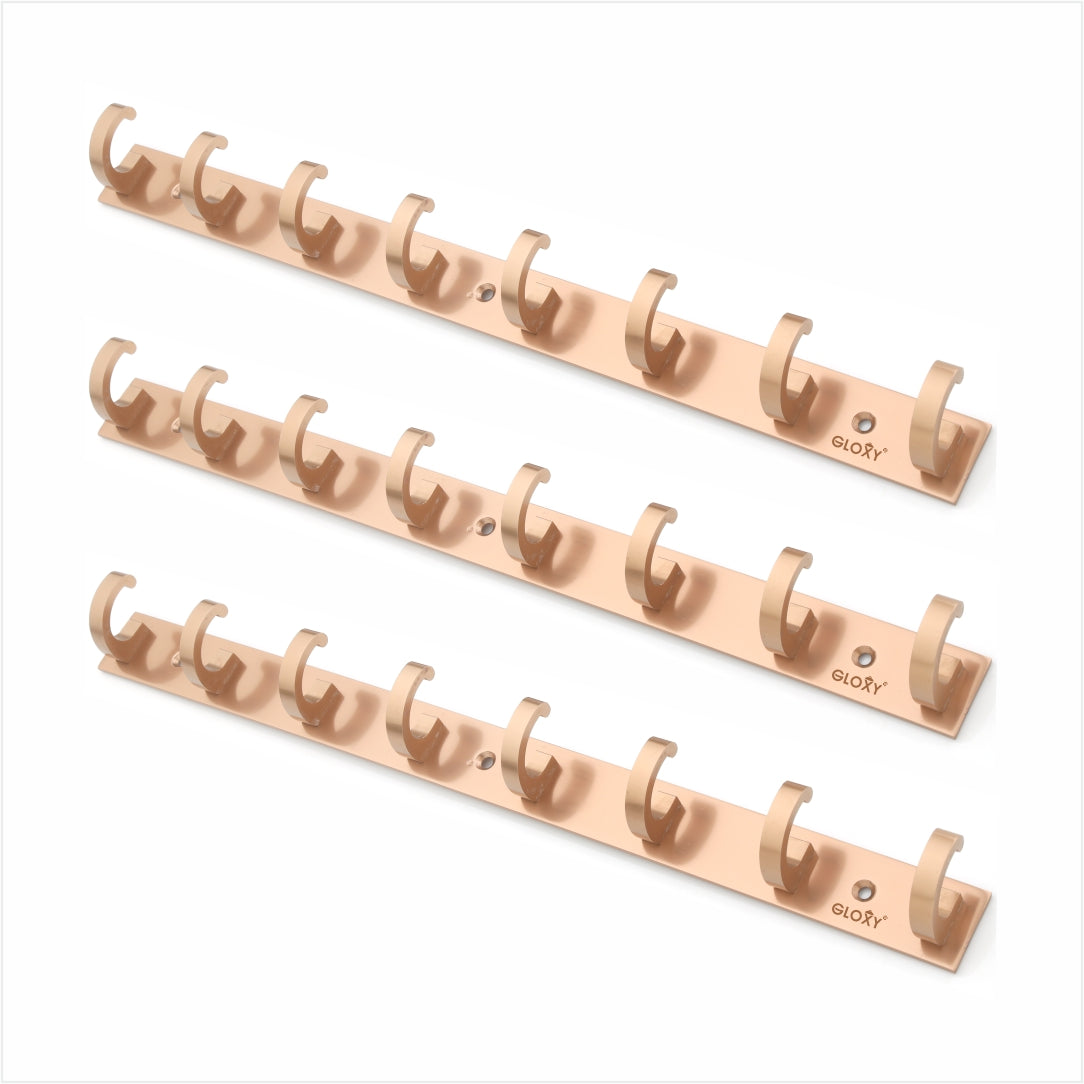Rose Gold Door Back Hanger khutti Hooks Plate in Kaju Shape Aluminium Wall Mounting