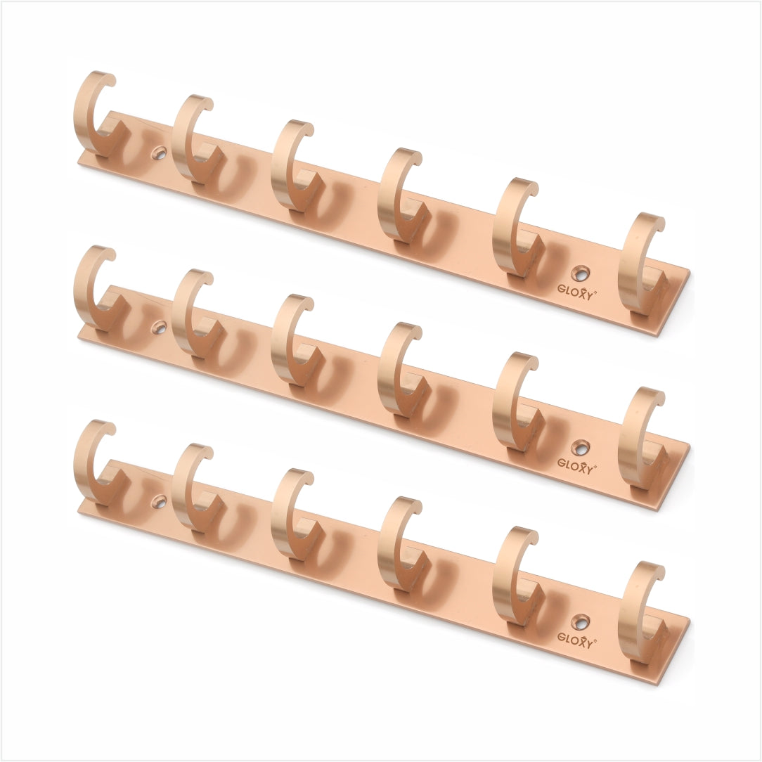 Rose Gold Door Back Hanger khutti Hooks Plate in Kaju Shape Aluminium Wall Mounting