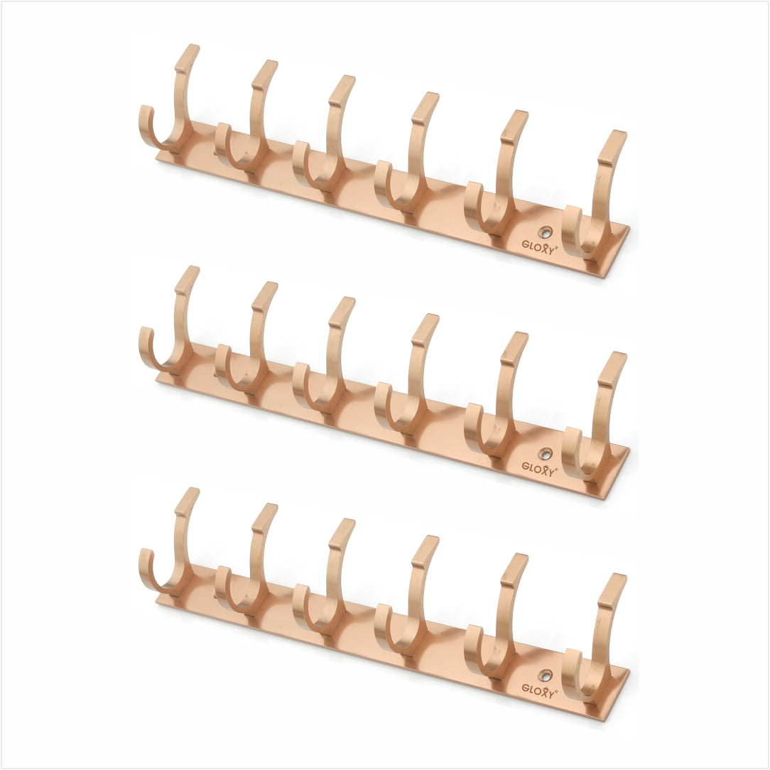 Rose Gold Door Back Hanger khutti Hooks Plate in Mor Shape Aluminium Wall Mounting