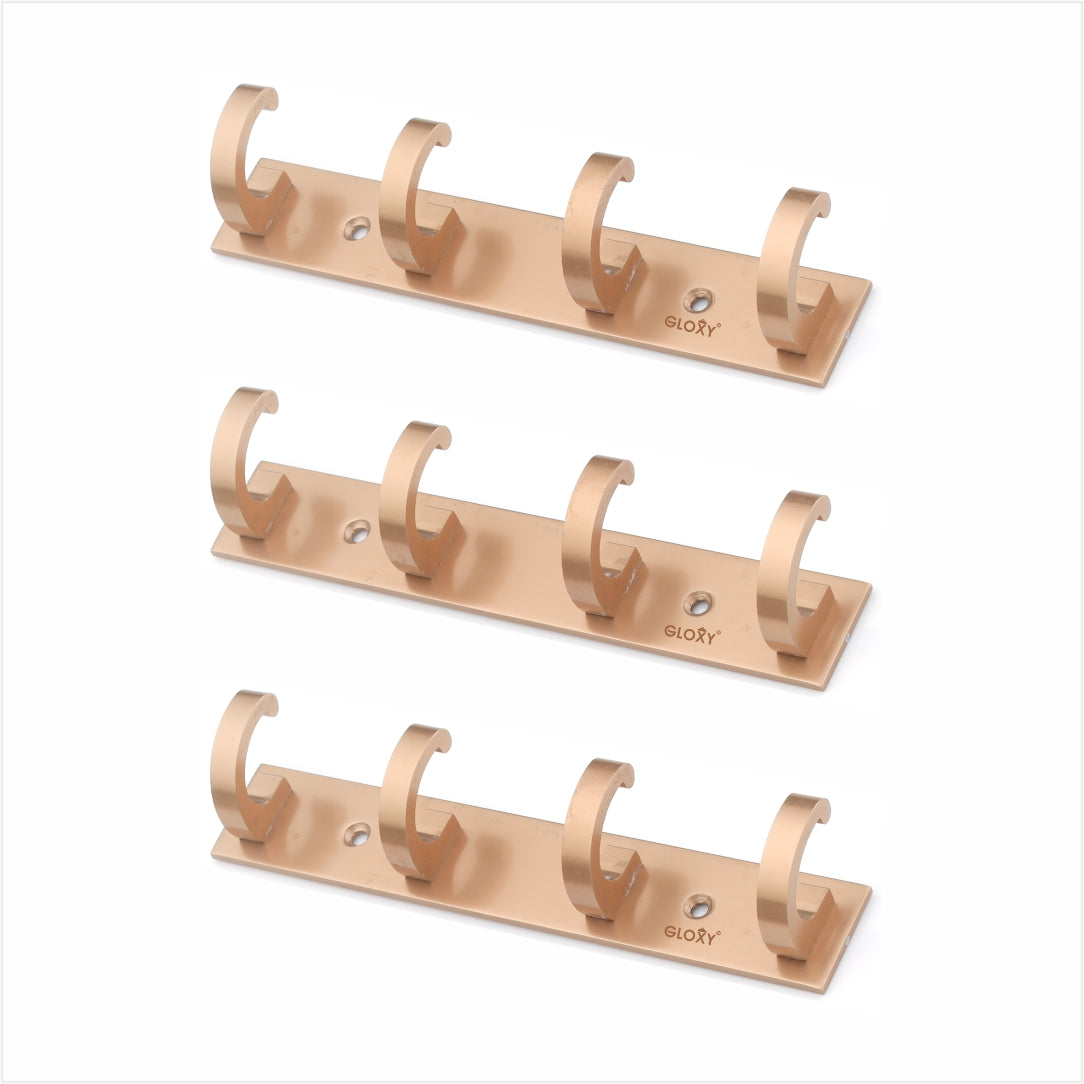 Rose Gold Door Back Hanger khutti Hooks Plate in Kaju Shape Aluminium Wall Mounting
