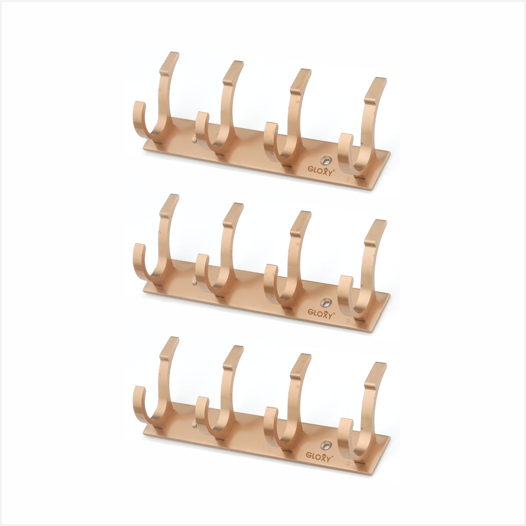 Rose Gold Door Back Hanger khutti Hooks Plate in Mor Shape Aluminium Wall Mounting