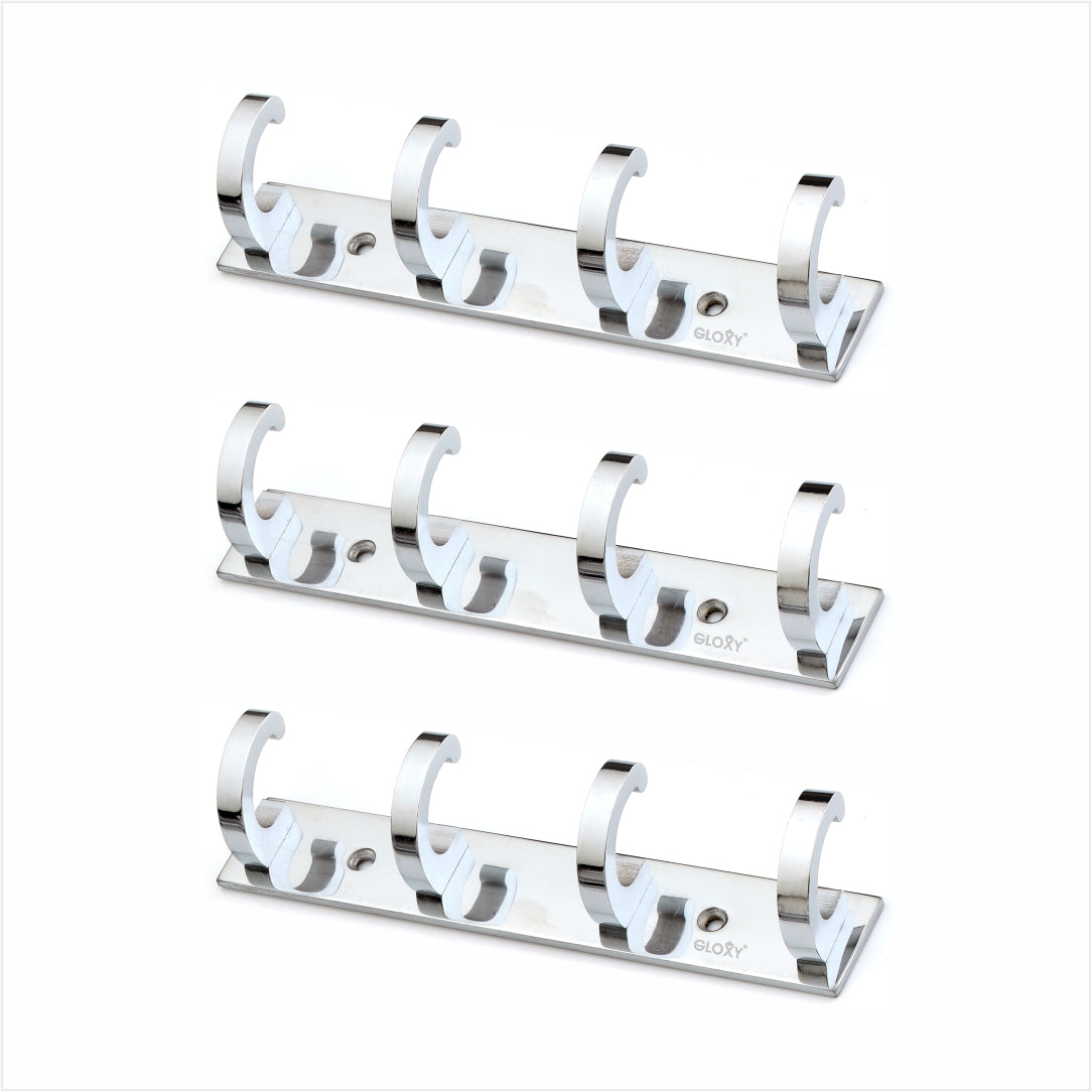 Silver Back Door Hanger khutti Hooks Plate in Kaju Shape Aluminium Wall Mounting