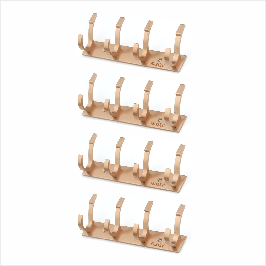 Rose Gold Door Back Hanger khutti Hooks Plate in Mor Shape Aluminium Wall Mounting