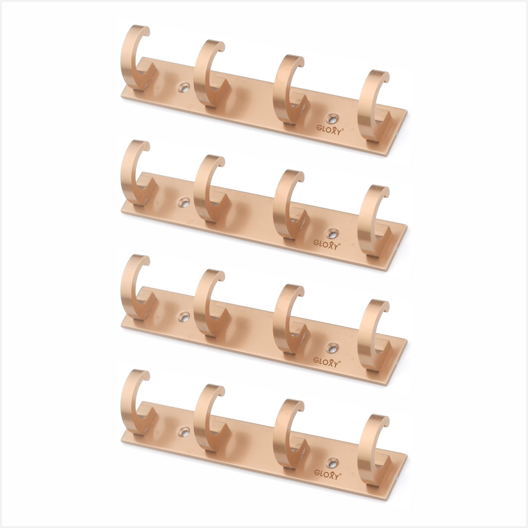 Rose Gold Door Back Hanger khutti Hooks Plate in Kaju Shape Aluminium Wall Mounting