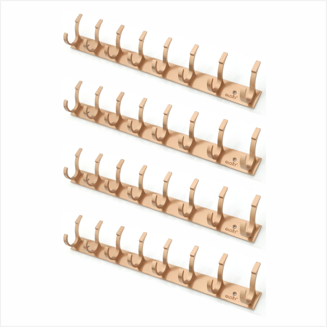 Rose Gold Door Back Hanger khutti Hooks Plate in Mor Shape Aluminium Wall Mounting