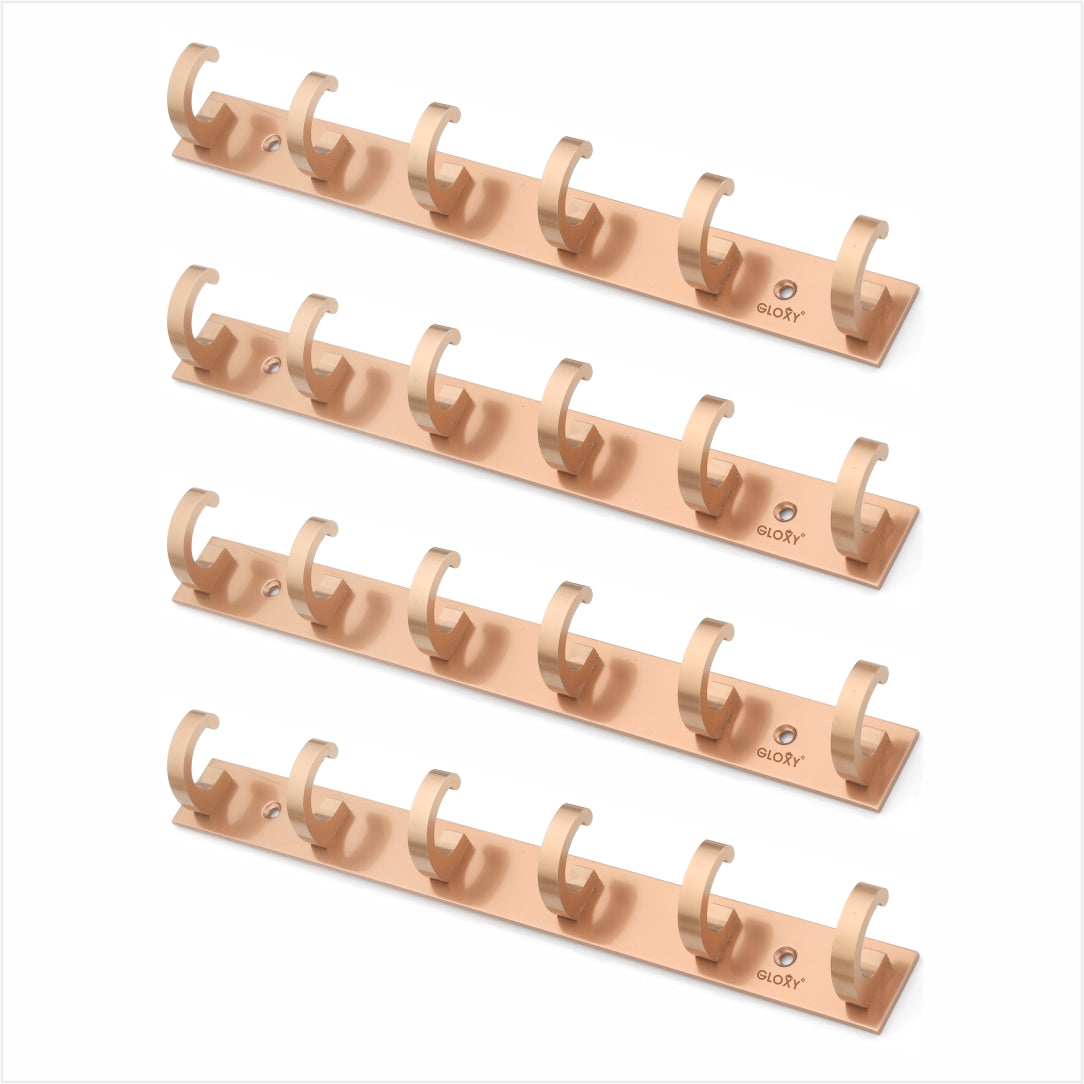 Rose Gold Door Back Hanger khutti Hooks Plate in Kaju Shape Aluminium Wall Mounting