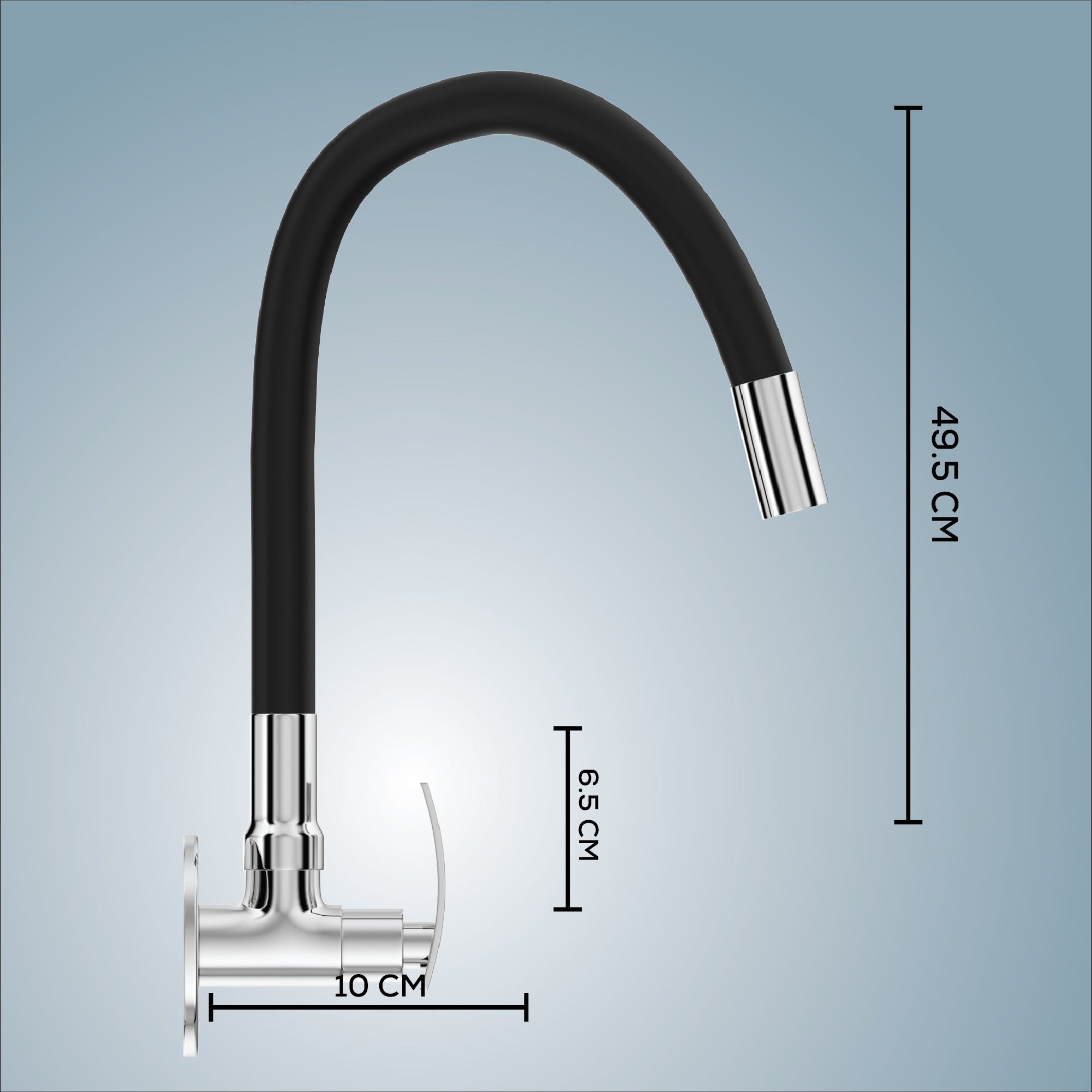Gloxy Brass Kitchen Sink Faucet for Kitchen with Chrome Finished Leak Proof Touch Lever - Black Silicon Flexible Spout with Single Flow Water Saving Nozzle – 10 Years Warranty on Spindle Only