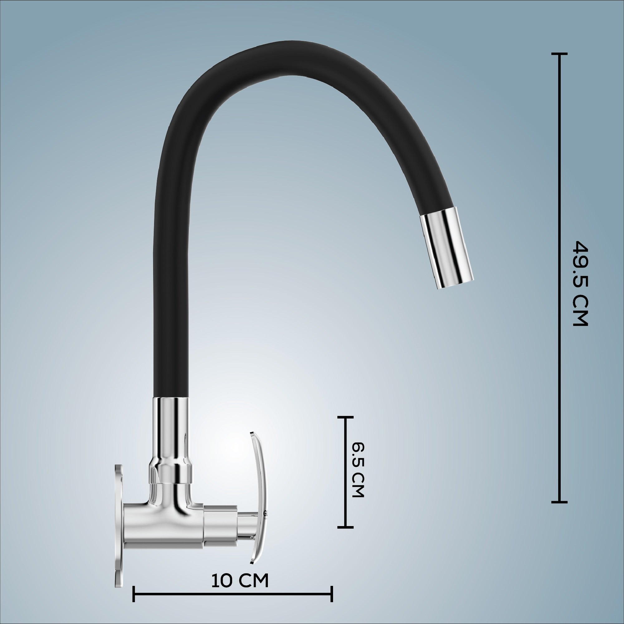 Gloxy Brass Kitchen Faucet with Chrome Finished Leak Proof Touch Lever - Grey 20 Inch Silicon Flexible Spout with Single Flow Water Saving Nozzle for Kitchen - 10 Years Warranty on Spindle Only