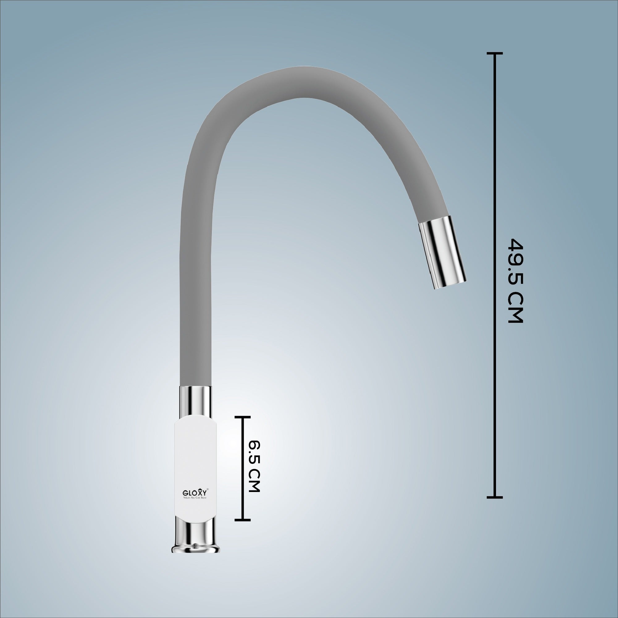 Gloxy Jet+ Series Singel Flow Brass Deck Mount 360° Flexible Swivel Faucet – Grey Finish
