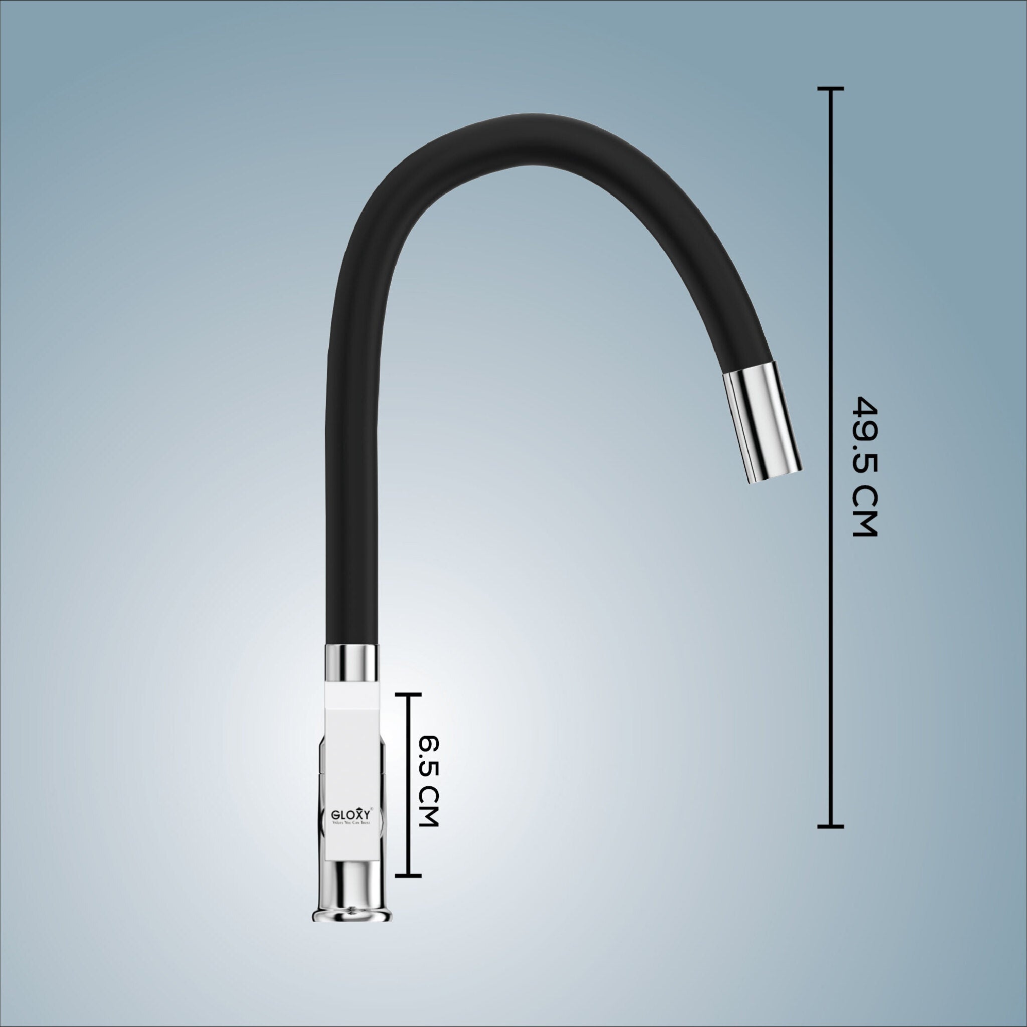 Gloxy Brass Kitchen Faucet with Chrome Finished Leak Proof Touch Lever - Grey 20 Inch Silicon Flexible Spout with Single Flow Water Saving Nozzle for Kitchen - 10 Years Warranty on Spindle Only