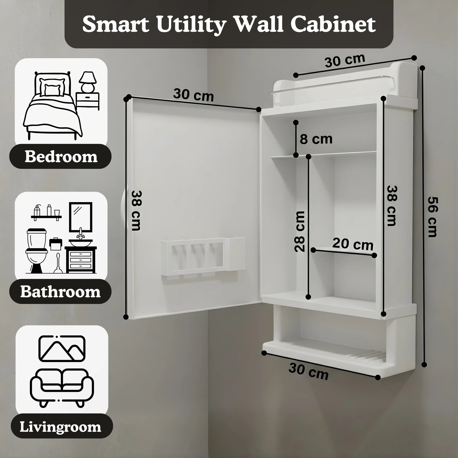 Unbreakable Wall-Mounted Plastic Bathroom Cabinet with Mirror– GLOXY®