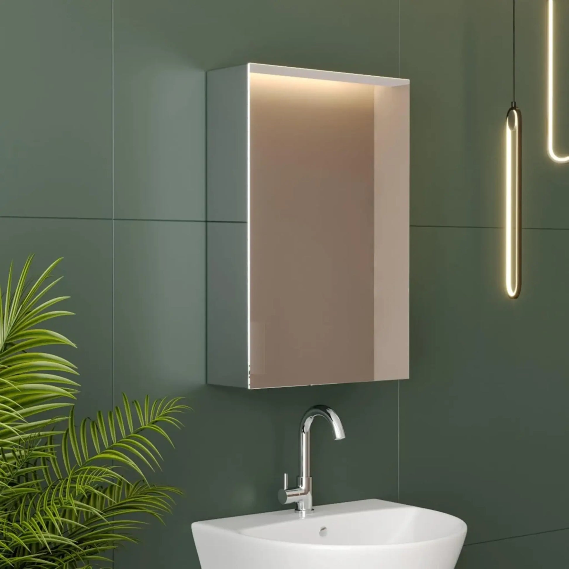 Gloxy Stainless Steel Chrome Finish Wall-Mounted Bathroom Cabinet with Mirror