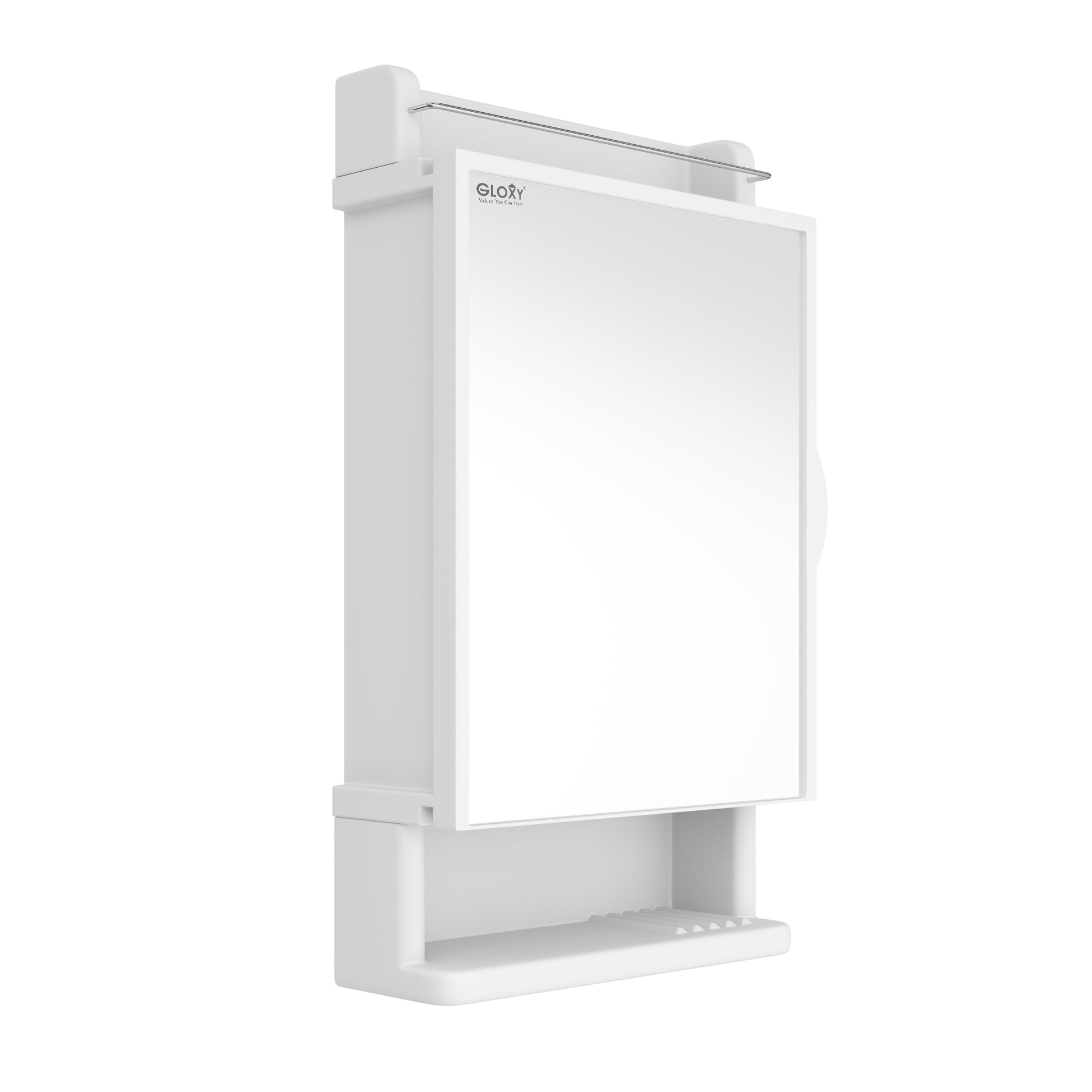 White Acrylic Bathroom storage Cabinet with Mirror Door