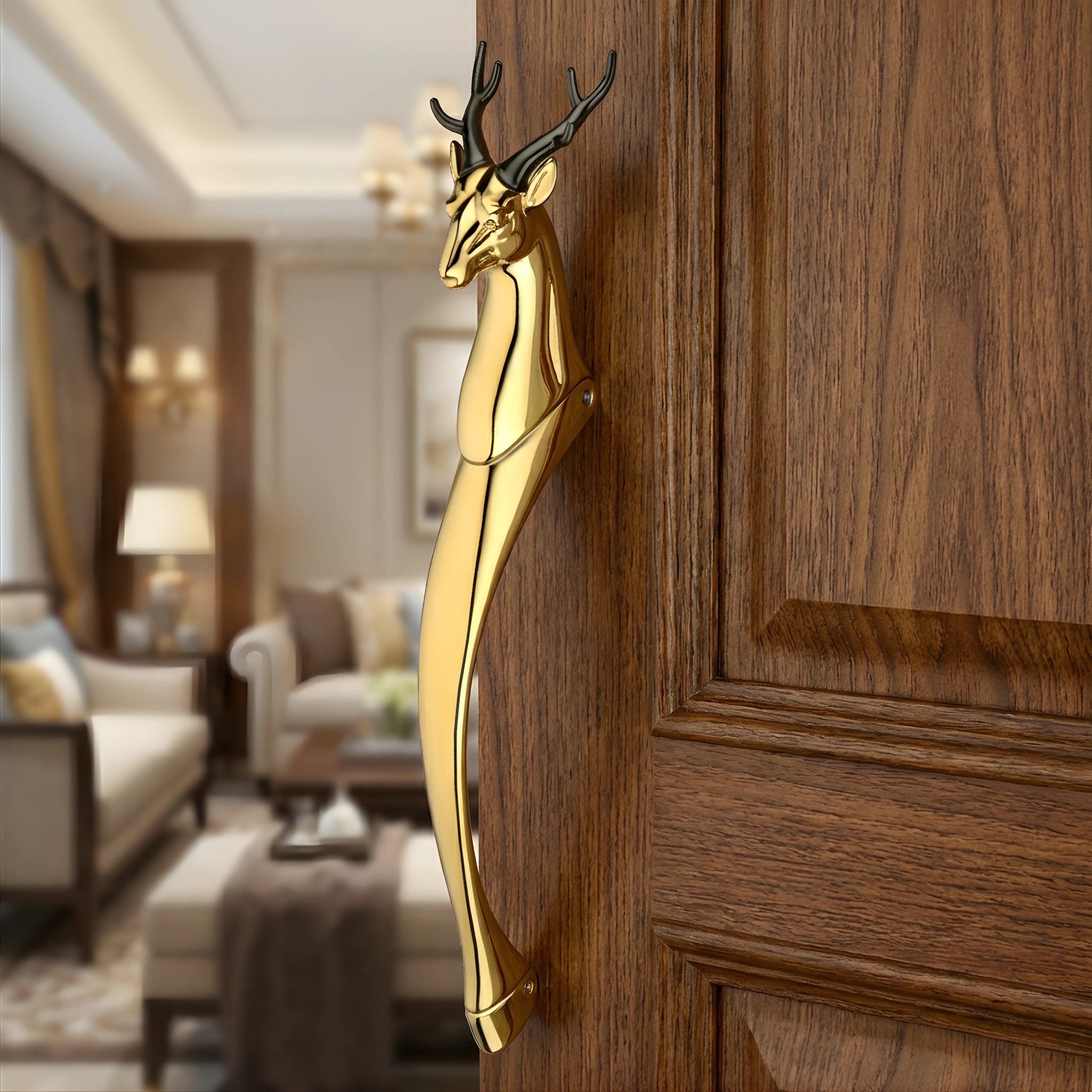 Gloxy Deer Shape Aluminium Pull Door Handle 12 Inch -Gold