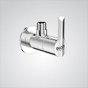 Chrome shower valve with 'Gloxy' branding on a gray background
