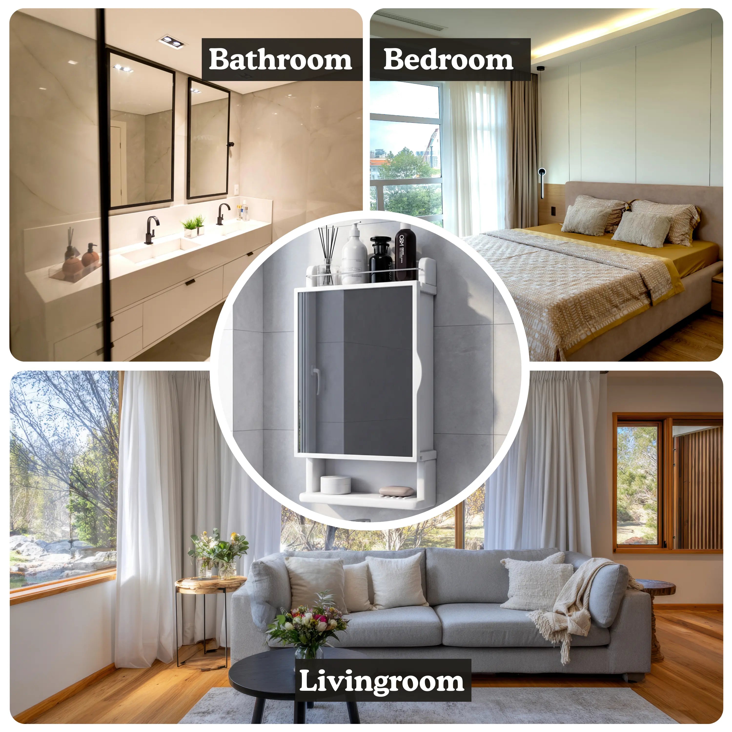 Unbreakable Wall-Mounted Plastic Bathroom Cabinet with Mirror– GLOXY®