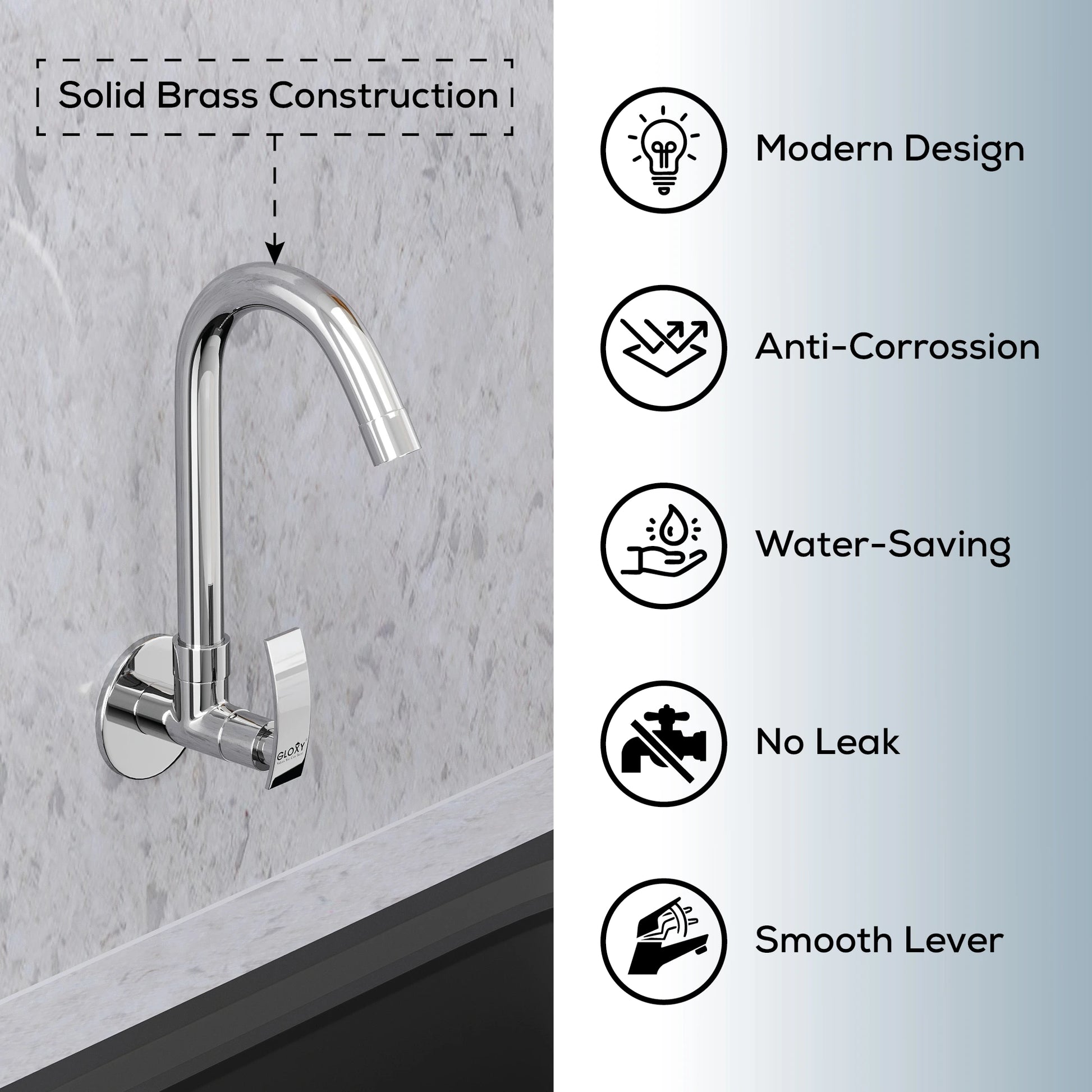 brass wall mount kitchen sink faucet by gloxy