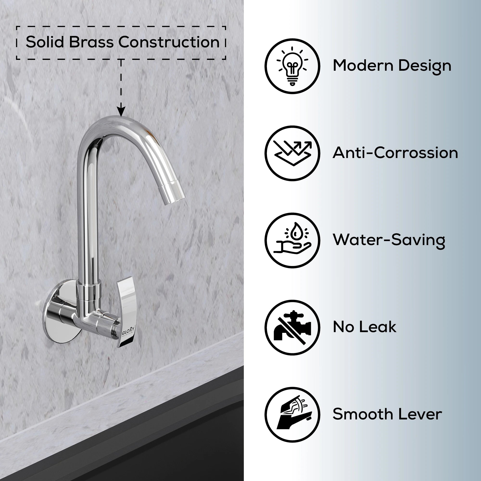 brass wall mount kitchen sink faucet by gloxy
