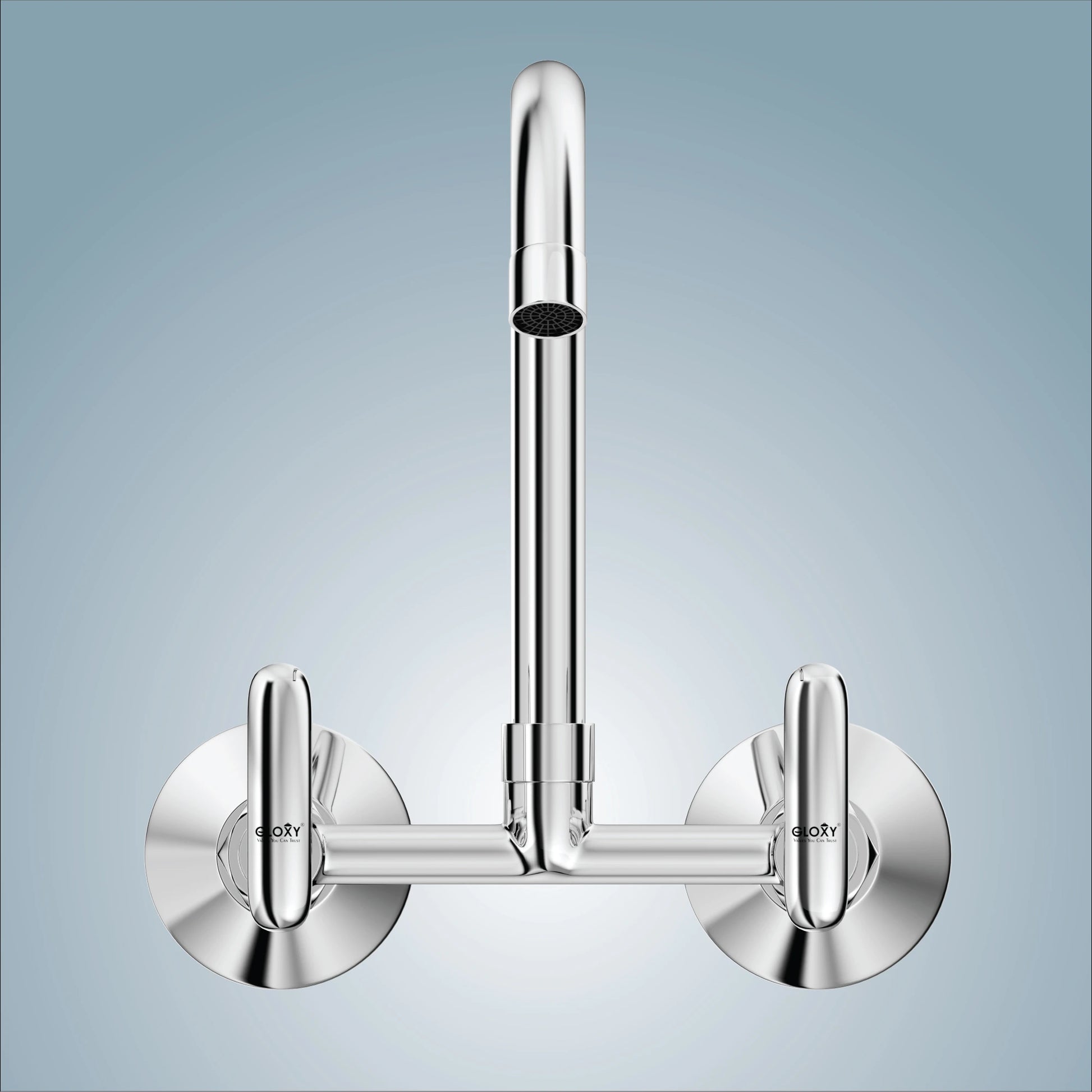 Durable dual-handle kitchen water nal with wall-mount design