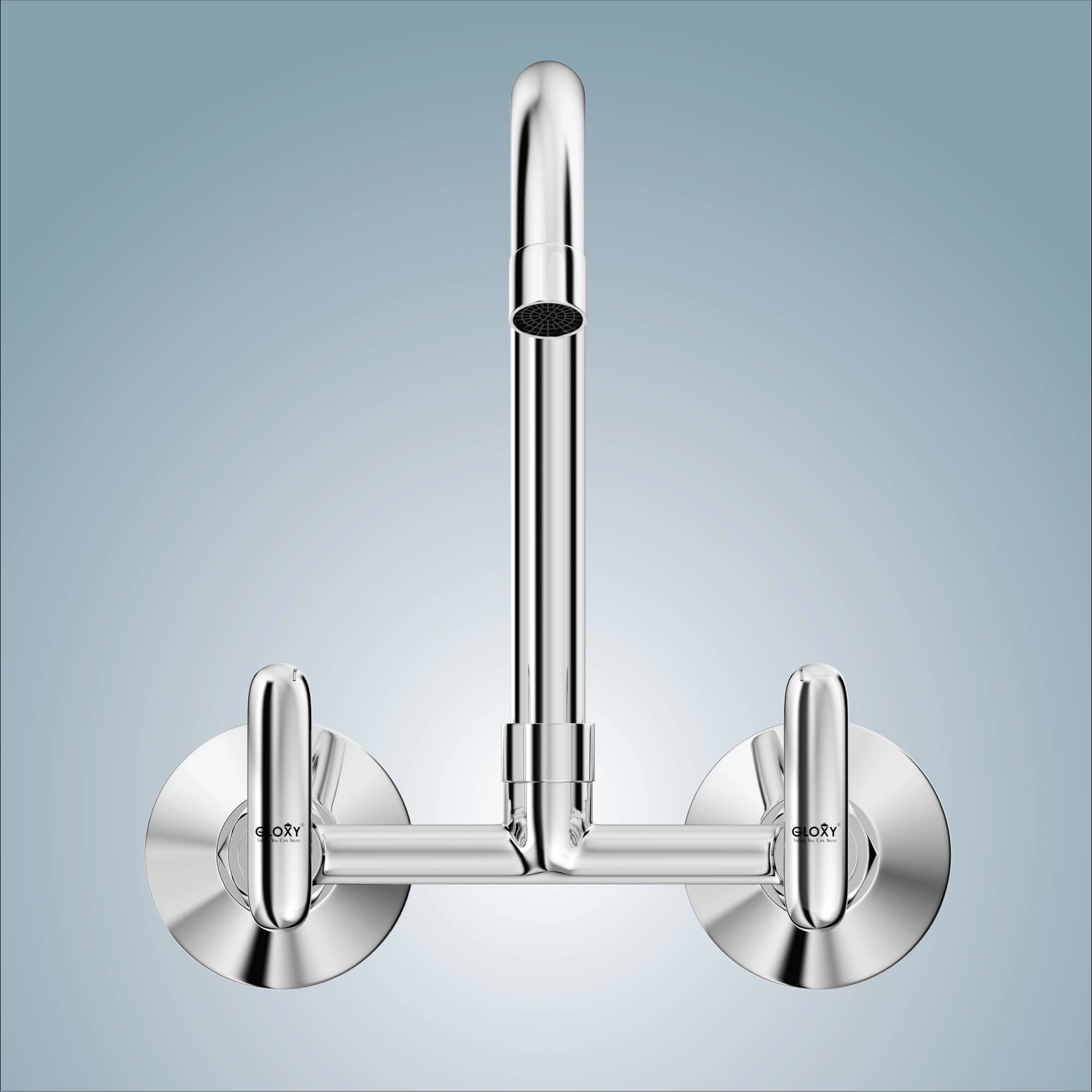 Durable dual-handle kitchen water nal with wall-mount design