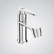 Chrome faucet on a light gray background