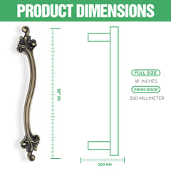 GLOXY Aluminium 14 inch Flower Design Main Door Handle Decorative Push & Pull Door Handle Knocker Classy Stylish & Durable Look for Glass and Wooden Door -Antique Finish