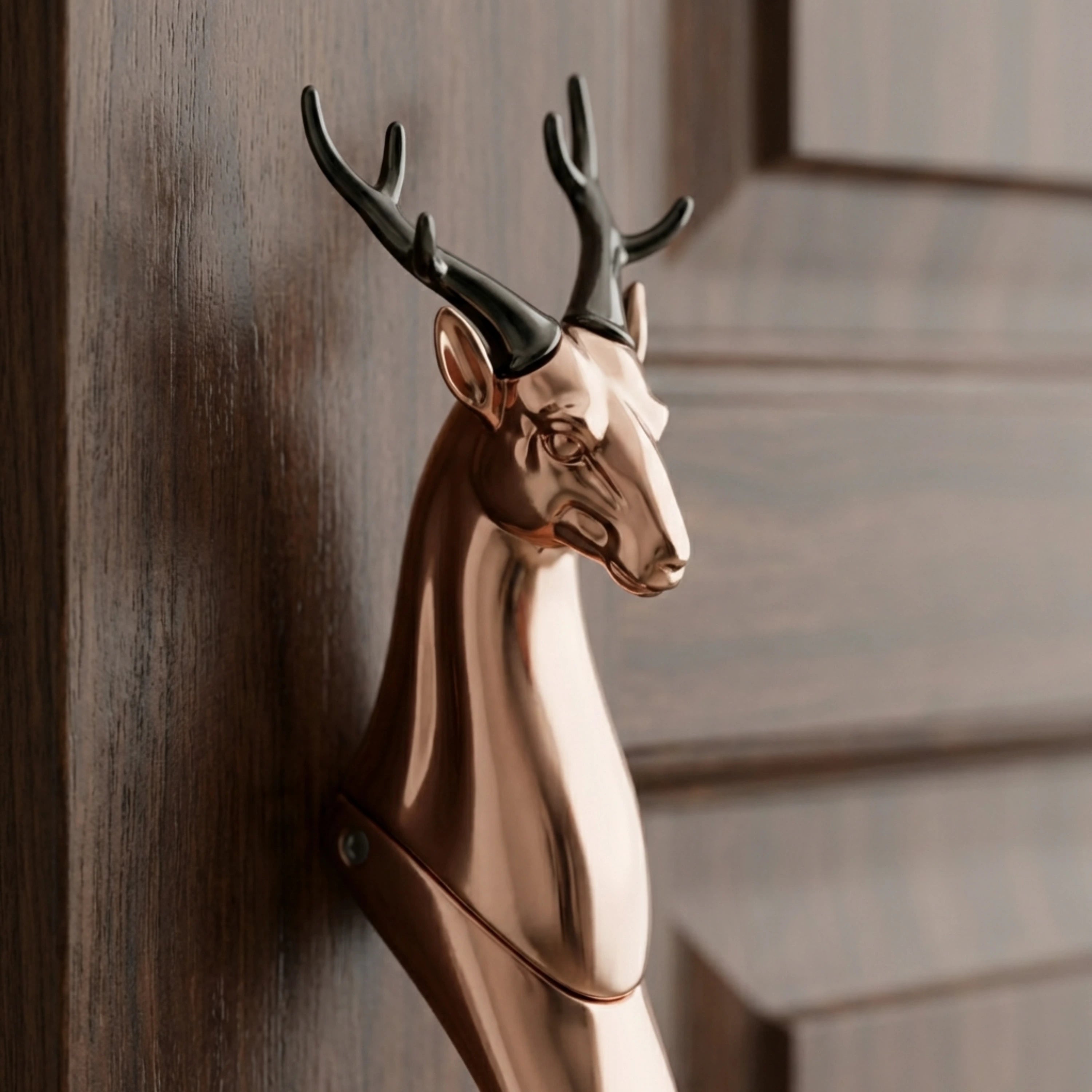 Gloxy Deer Shape Aluminium Front Door Handle 12 Inch -Rose Gold