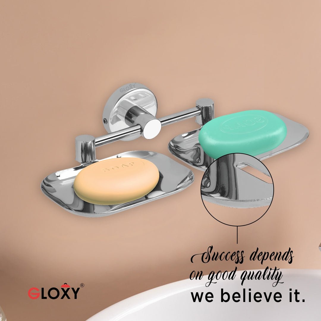 Round Stainless Steel Double Soap Holder for Bathroom