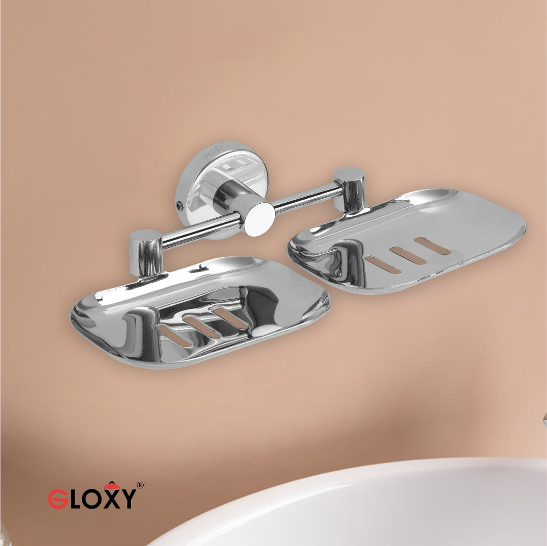 Round Stainless Steel Double Soap Holder for Bathroom
