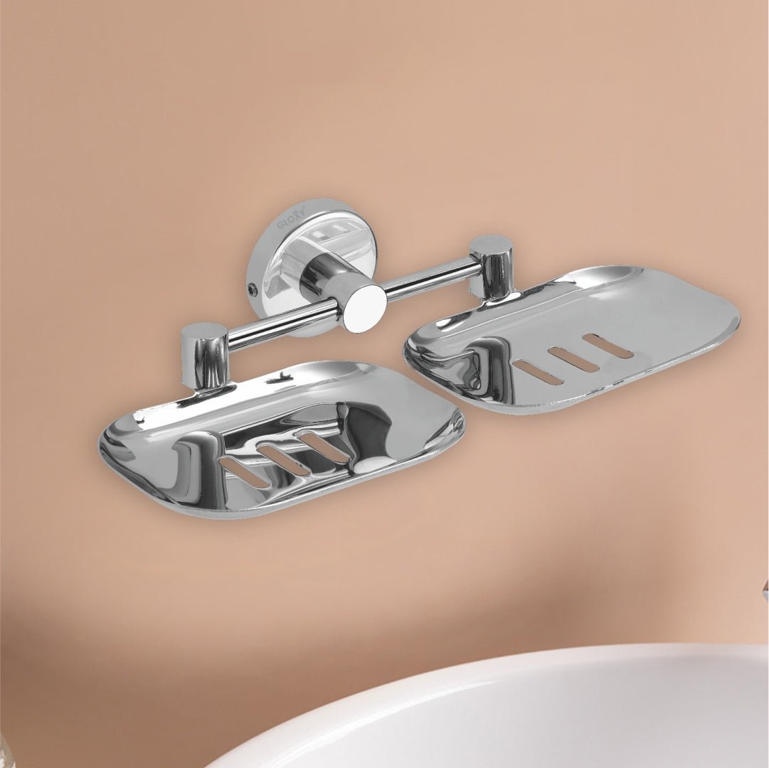 Round Stainless Steel Double Soap Holder for Bathroom