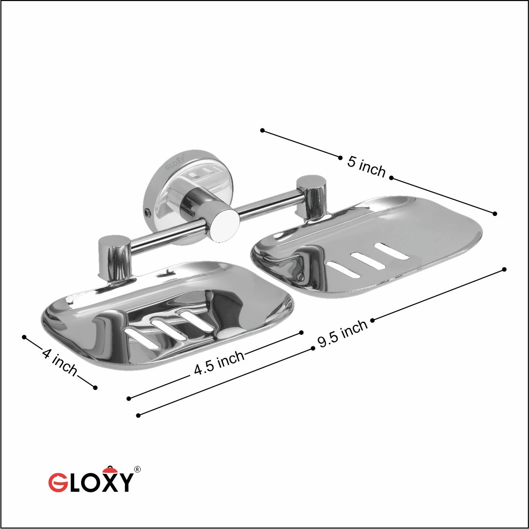 Round Stainless Steel Double Soap Holder for Bathroom