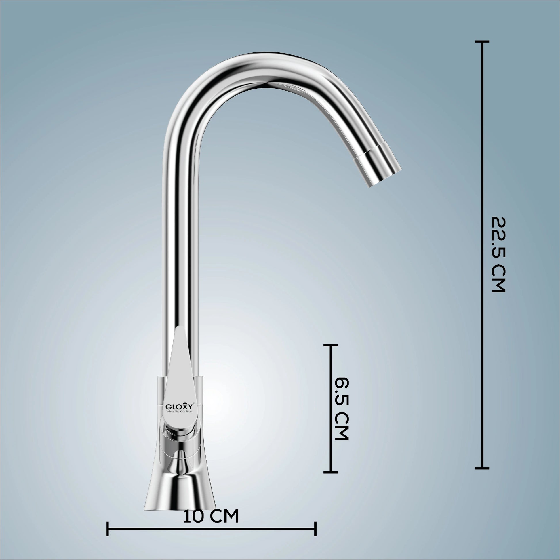 Stylish hot & cold water mixer faucet, built from solid brass with a rotating swan neck.