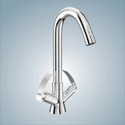Gloxy Delight Series double lever deck mount brass swan neck sink faucet with 360° swivel spout